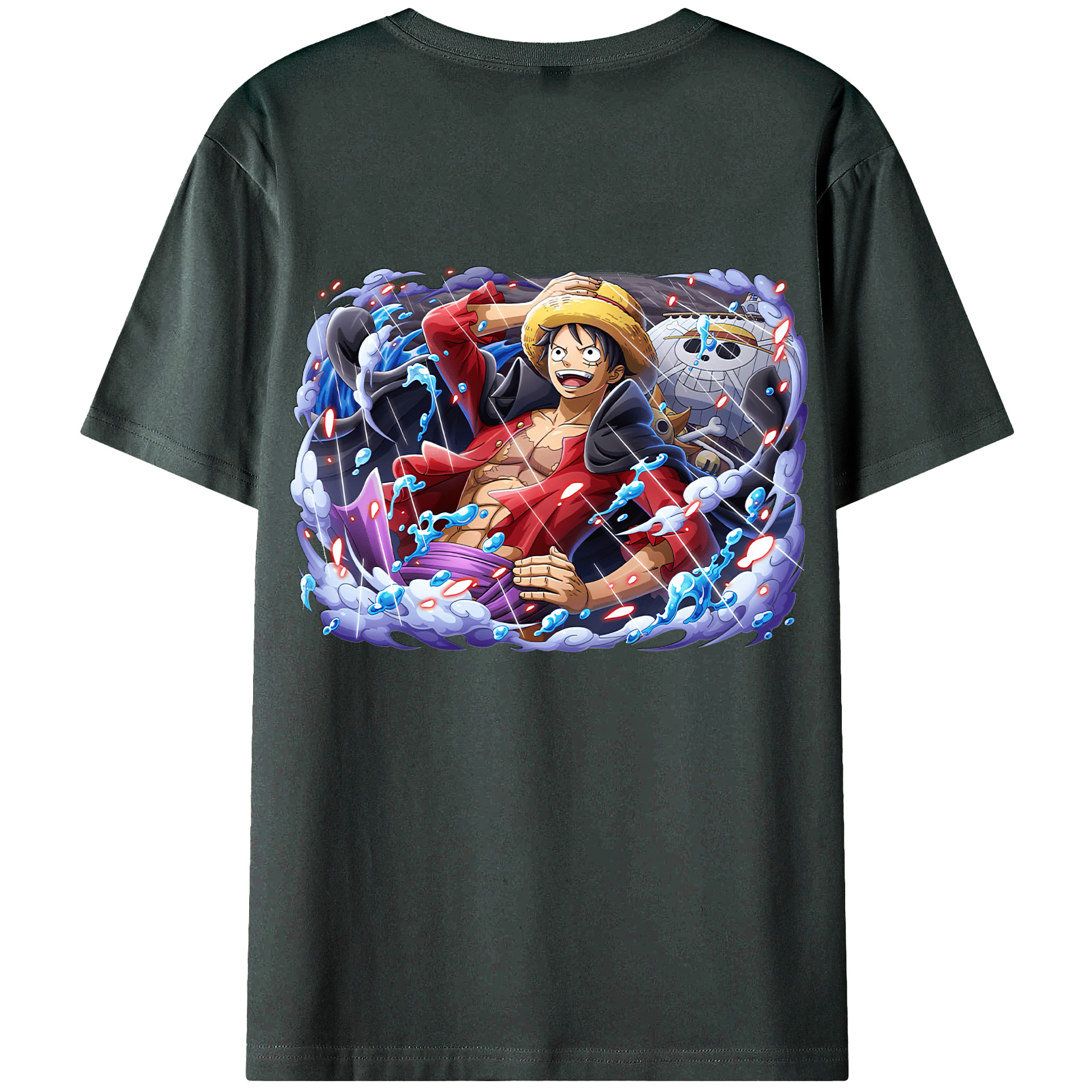 ワンピース モンキー・D・ルフィ ONE PIECE Monkey D. Luffy 綿100％ メンズ半袖Tシャツ（バックプリント） 通気性